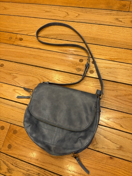 Miztique Handbags - Miztique Slate Blue Vegan Leather Saddle Crossbody Purse